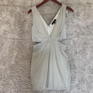 Lulus Mini Dress Women M Silver Side Cut Out Sleeveless Party Cocktail New Years